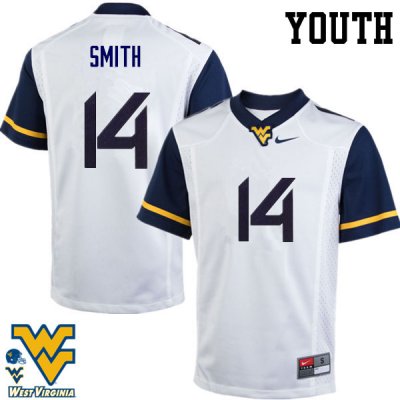 Youth West Virginia Mountaineers NCAA #14 Collin Smith White Authentic Nike Stitched College Football Jersey VN15Q25QH